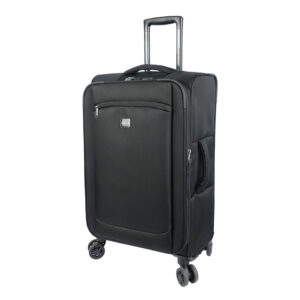 Travello 24-inch-soft-suitcase luggage-450d-jacquard-rpet-with-pux2-in-waterproof-black-original-export