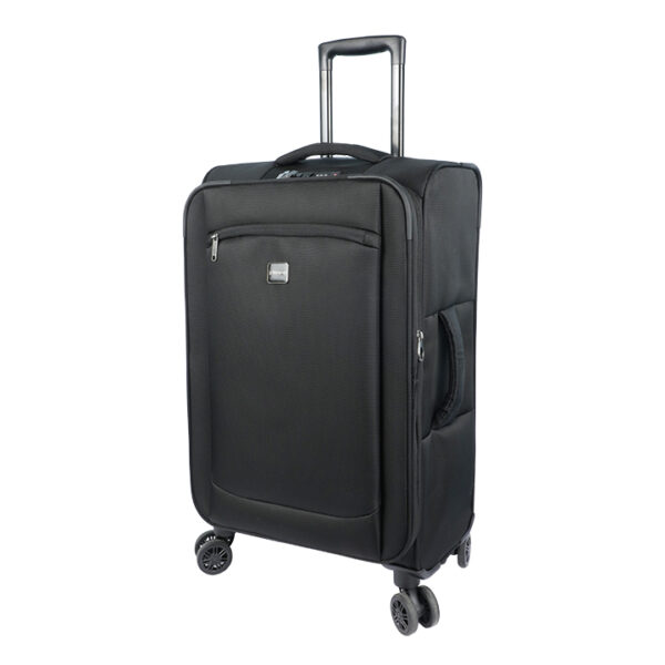 Travello 24-inch-soft-suitcase luggage-450d-jacquard-rpet-with-pux2-in-waterproof-black-original-export
