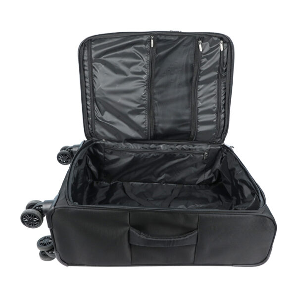 Travello 24-inch-soft-suitcase luggage-450d-jacquard-rpet-with-pux2-in-waterproof-black-original-export