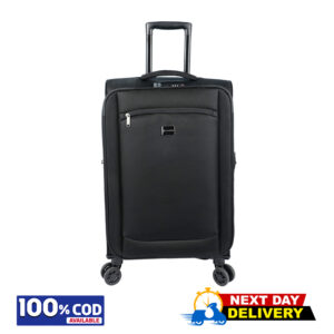 Travello 24-inch-soft-suitcase luggage-450d-jacquard-rpet-with-pux2-in-waterproof-black-original-export