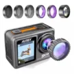 Ausek ATS81TR Waterproof Dual Display 5K Action Camera With Filter